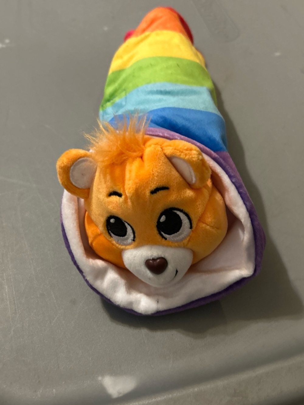 Care Bears Orange Bear in Rainbow Sleeping Bag Plush